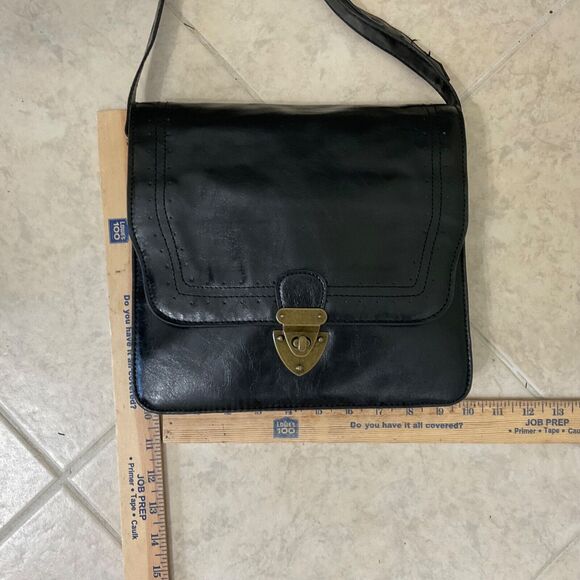 Steve Madden Purse Faux Leather Black Flap Cross Body Shoulder Bag toggle 90’s ? - Picture 7 of 14